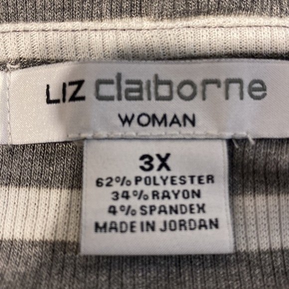 F Liz Claiborne gray stripe long sleeve cowl neck plus size knit top 3X - Picture 3 of 3